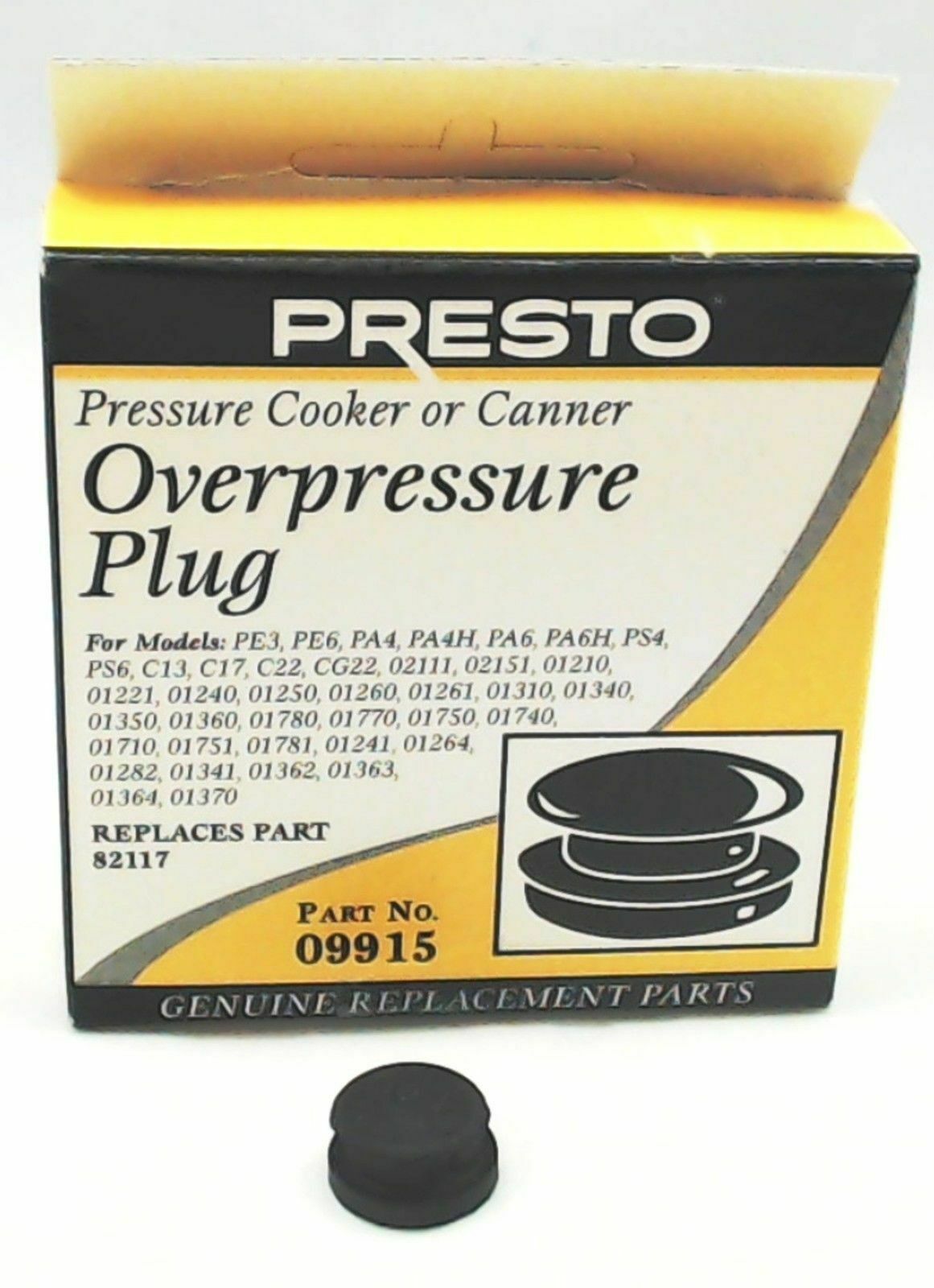 Presto 9915 Black Rubber Pressure Cooker and Canner Over Pressure Plug